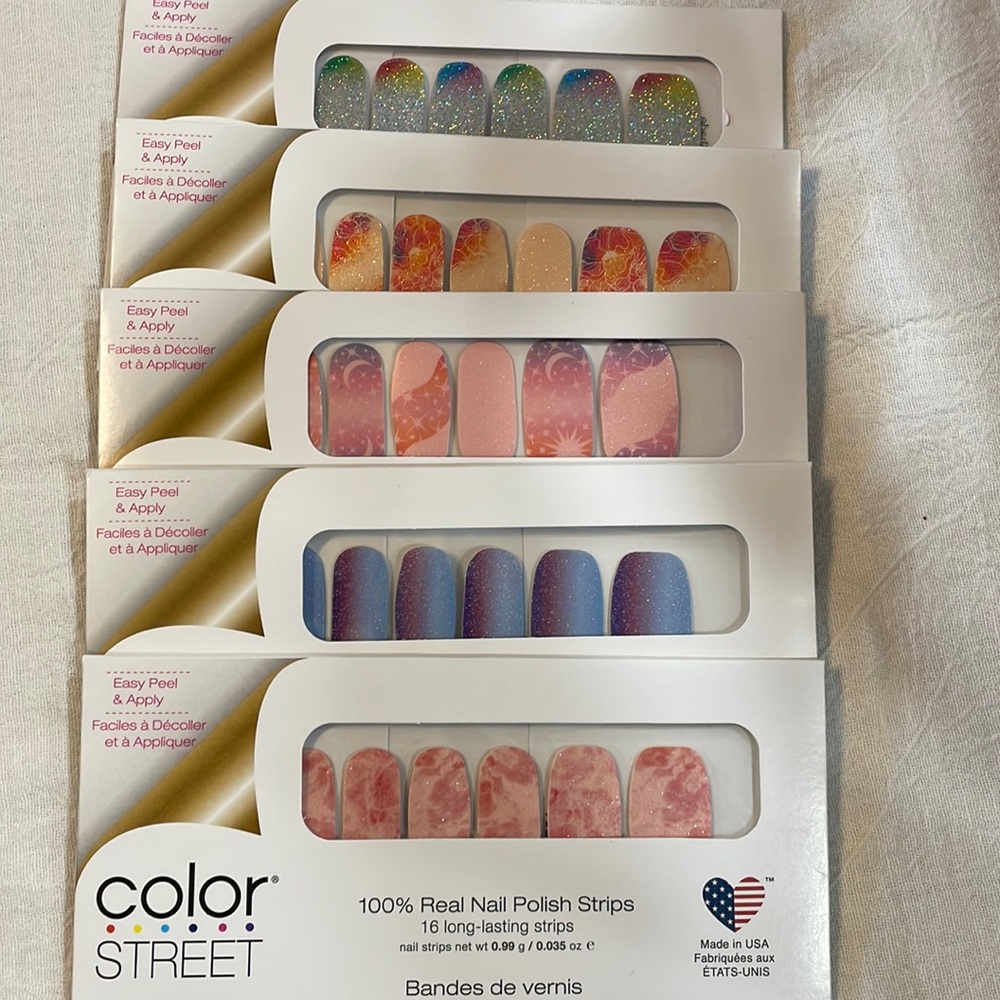 Glitter & Shimmer Color Street 5 sets for your nails ! $ 60 retail! Retired!